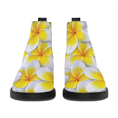 Frangipani Flower Print Flat Ankle Boots