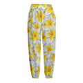 Frangipani Flower Print Fleece Lined Knit Pants