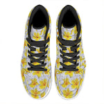 Frangipani Flower Print High Top Leather Sneakers