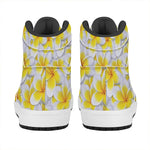 Frangipani Flower Print High Top Leather Sneakers