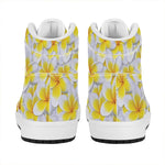 Frangipani Flower Print High Top Leather Sneakers