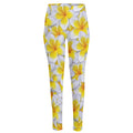 Frangipani Flower Print High-Waisted Pocket Leggings