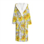 Frangipani Flower Print Hooded Bathrobe