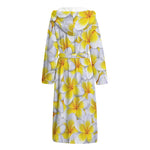 Frangipani Flower Print Hooded Bathrobe