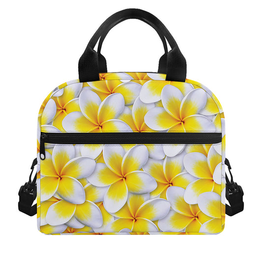 Frangipani Flower Print Insulated Lunch Bag