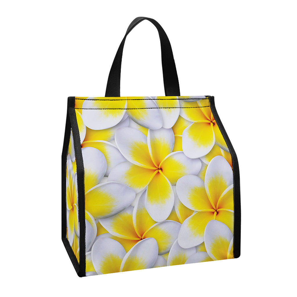 Frangipani Flower Print Insulated Lunch Tote
