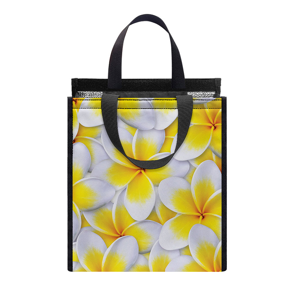 Frangipani Flower Print Insulated Lunch Tote