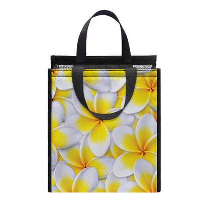 Frangipani Flower Print Insulated Lunch Tote