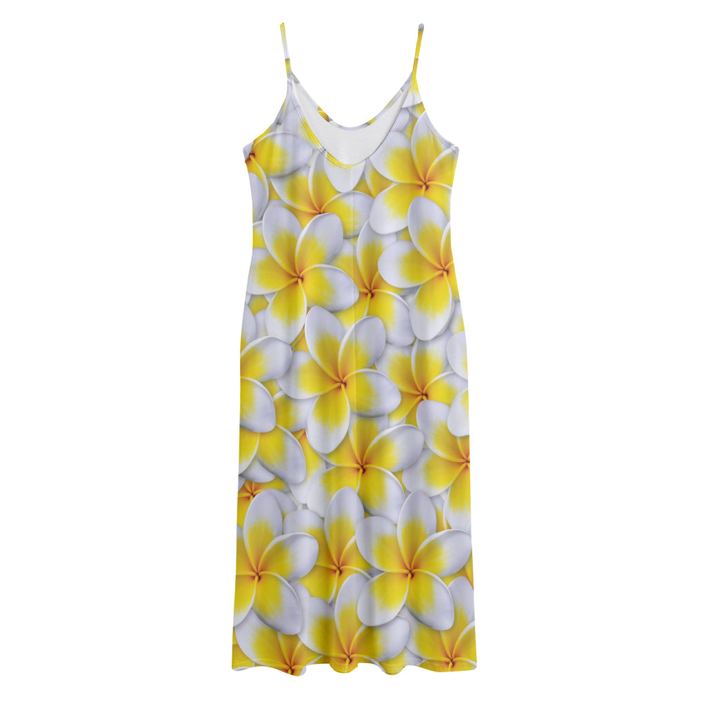 Frangipani Flower Print Jersey Midi Cami Dress