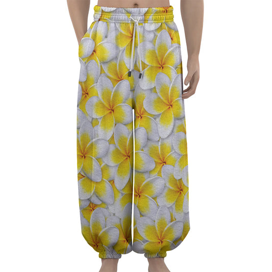 Frangipani Flower Print Lantern Pants