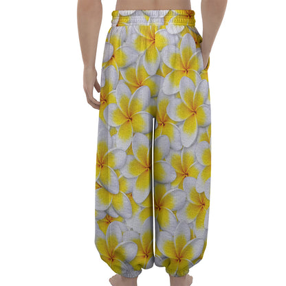 Frangipani Flower Print Lantern Pants