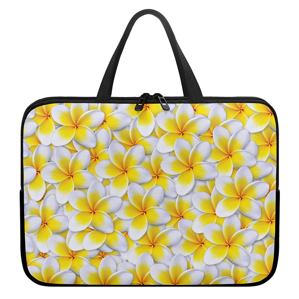 Frangipani Flower Print Laptop Sleeve With Handle