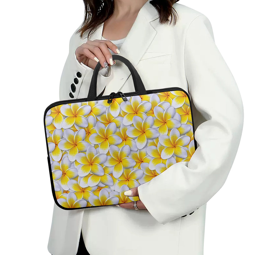 Frangipani Flower Print Laptop Sleeve With Handle