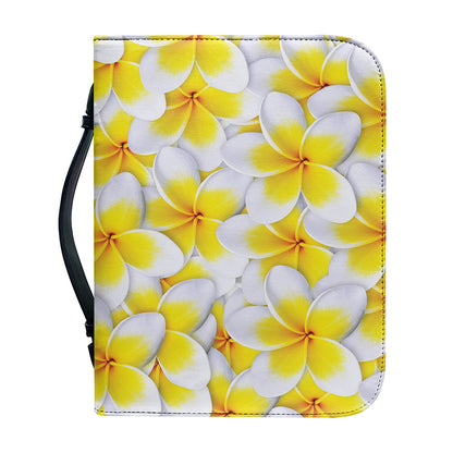 Frangipani Flower Print Leather Bible Cover