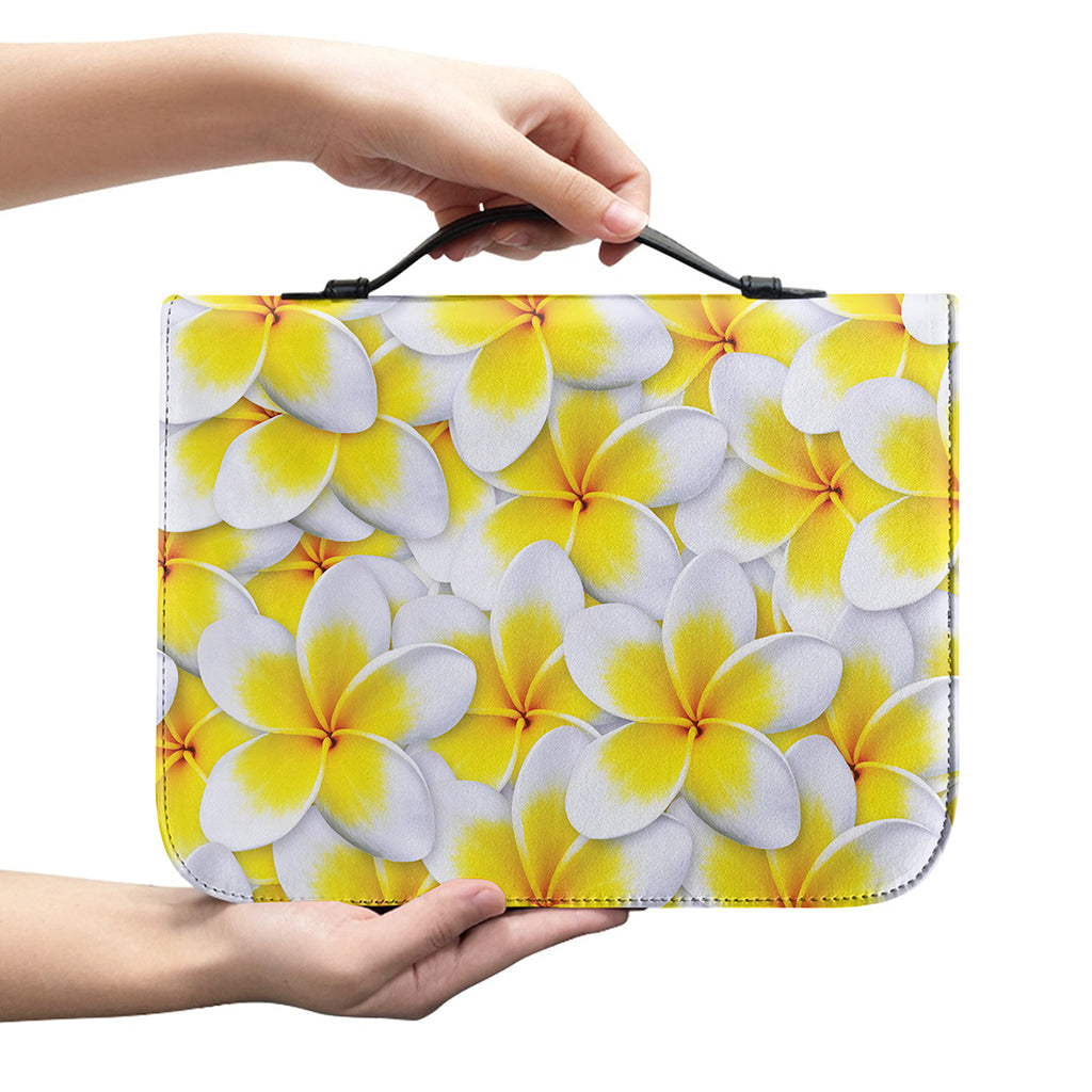 Frangipani Flower Print Leather Bible Cover