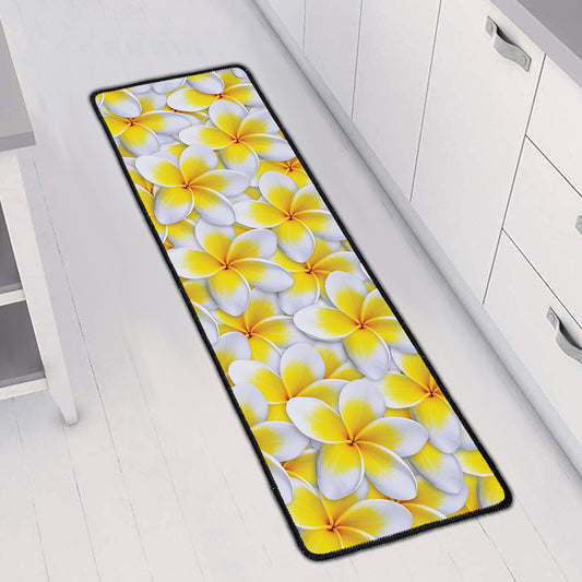 Frangipani Flower Print Long Kitchen Mat