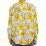 Frangipani Flower Print Long Sleeve Baseball Jersey