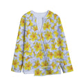 Frangipani Flower Print Long Sleeve Short Coat