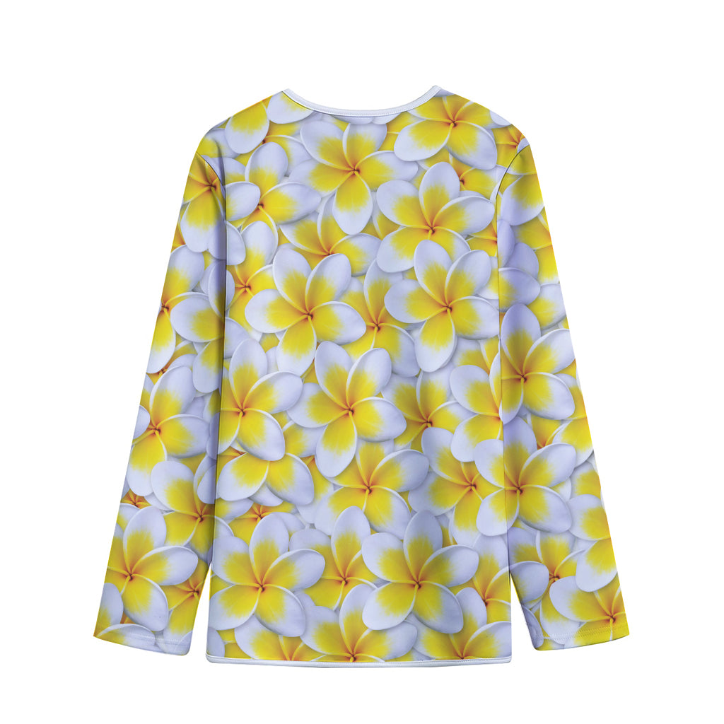 Frangipani Flower Print Long Sleeve Short Coat