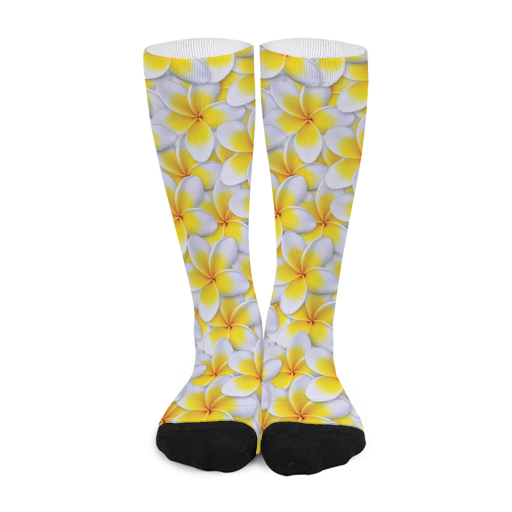 Frangipani Flower Print Long Socks