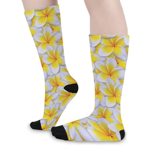 Frangipani Flower Print Long Socks