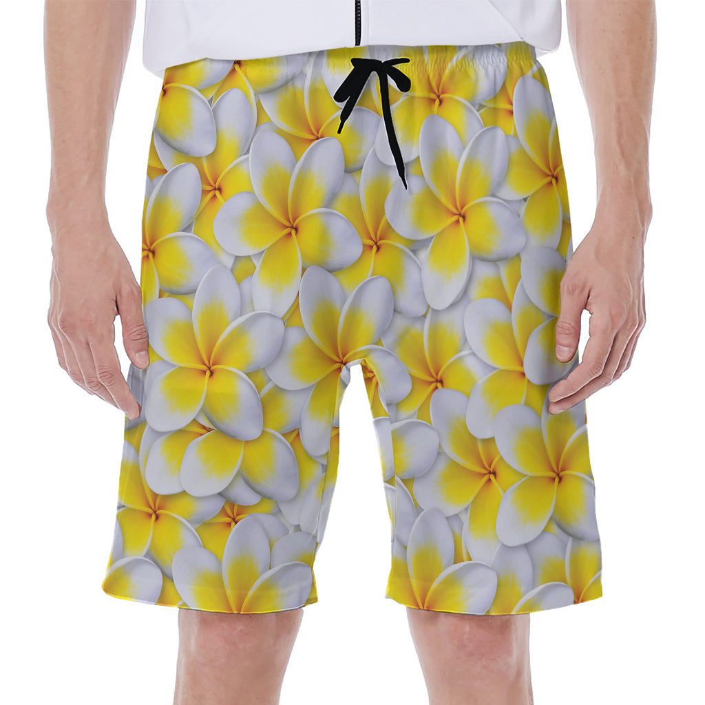 Frangipani Flower Print Men's Beach Shorts