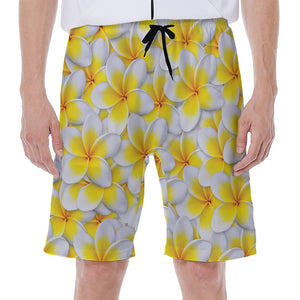 Frangipani Flower Print Men's Beach Shorts