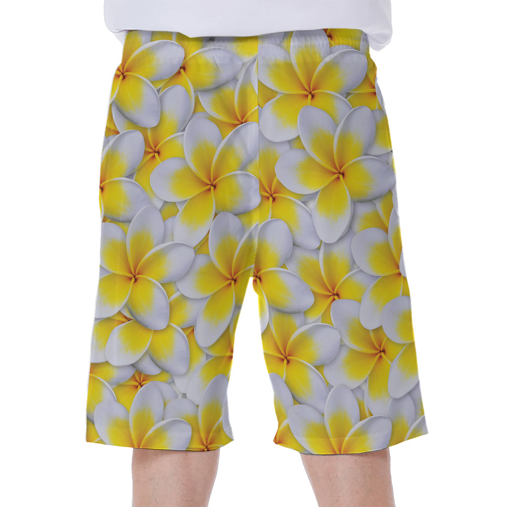 Frangipani Flower Print Men's Beach Shorts