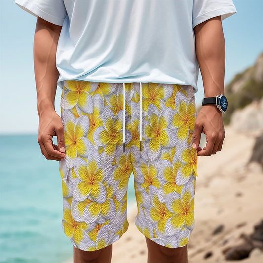 Frangipani Flower Print Men's Cargo Shorts
