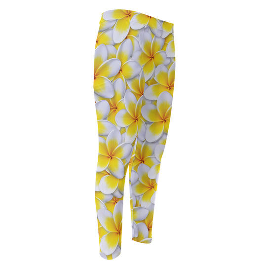 Frangipani Flower Print Men's Compression Pants