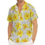 Frangipani Flower Print Men's Deep V-Neck Shirt