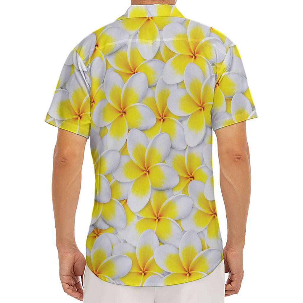 Frangipani Flower Print Men's Deep V-Neck Shirt