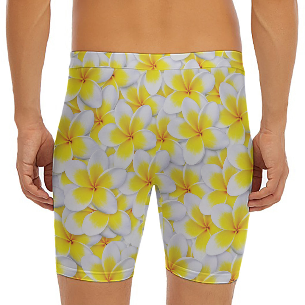 Frangipani Flower Print Men's Long Boxer Briefs