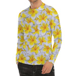 Frangipani Flower Print Men's Long Sleeve Rash Guard