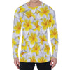 Frangipani Flower Print Men's Long Sleeve T-Shirt