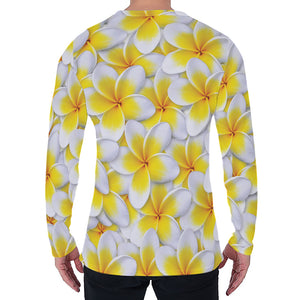 Frangipani Flower Print Men's Long Sleeve T-Shirt