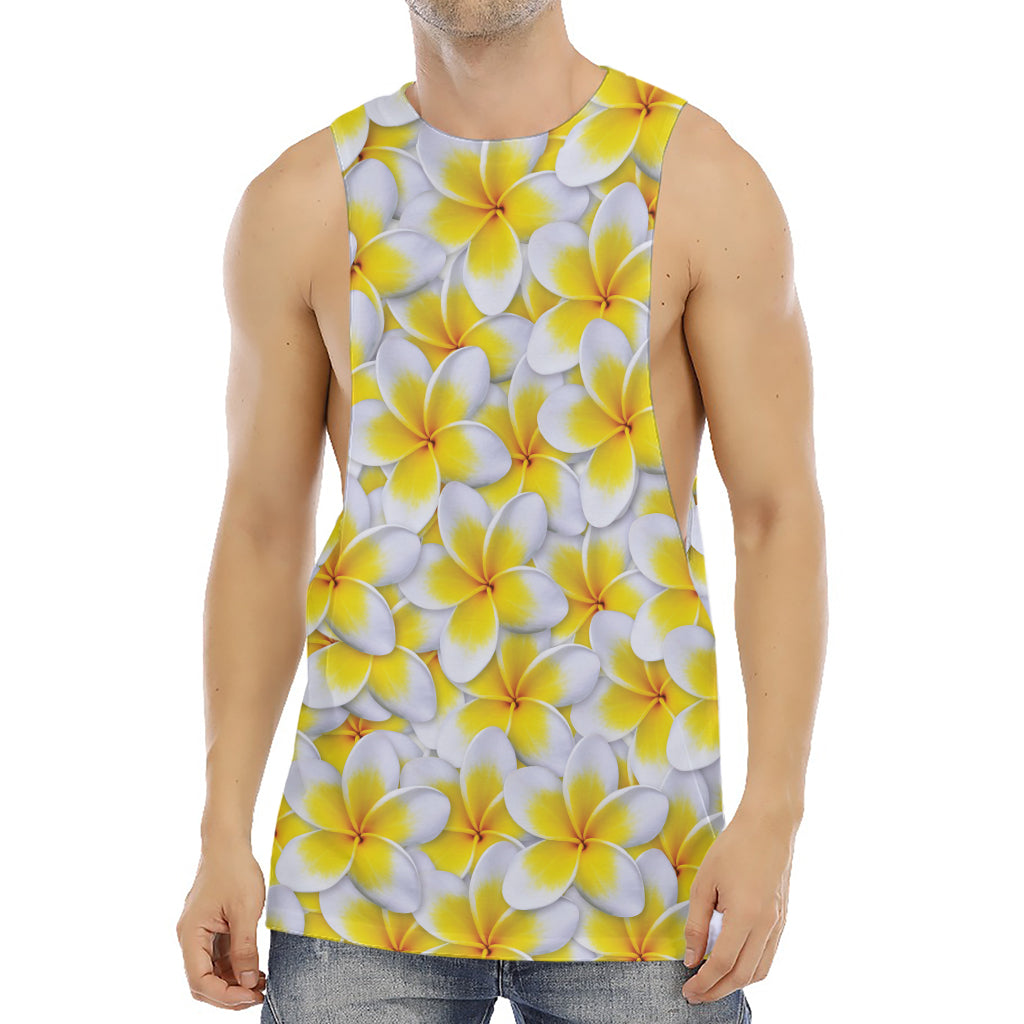 Frangipani Flower Print Men's Muscle Tank Top