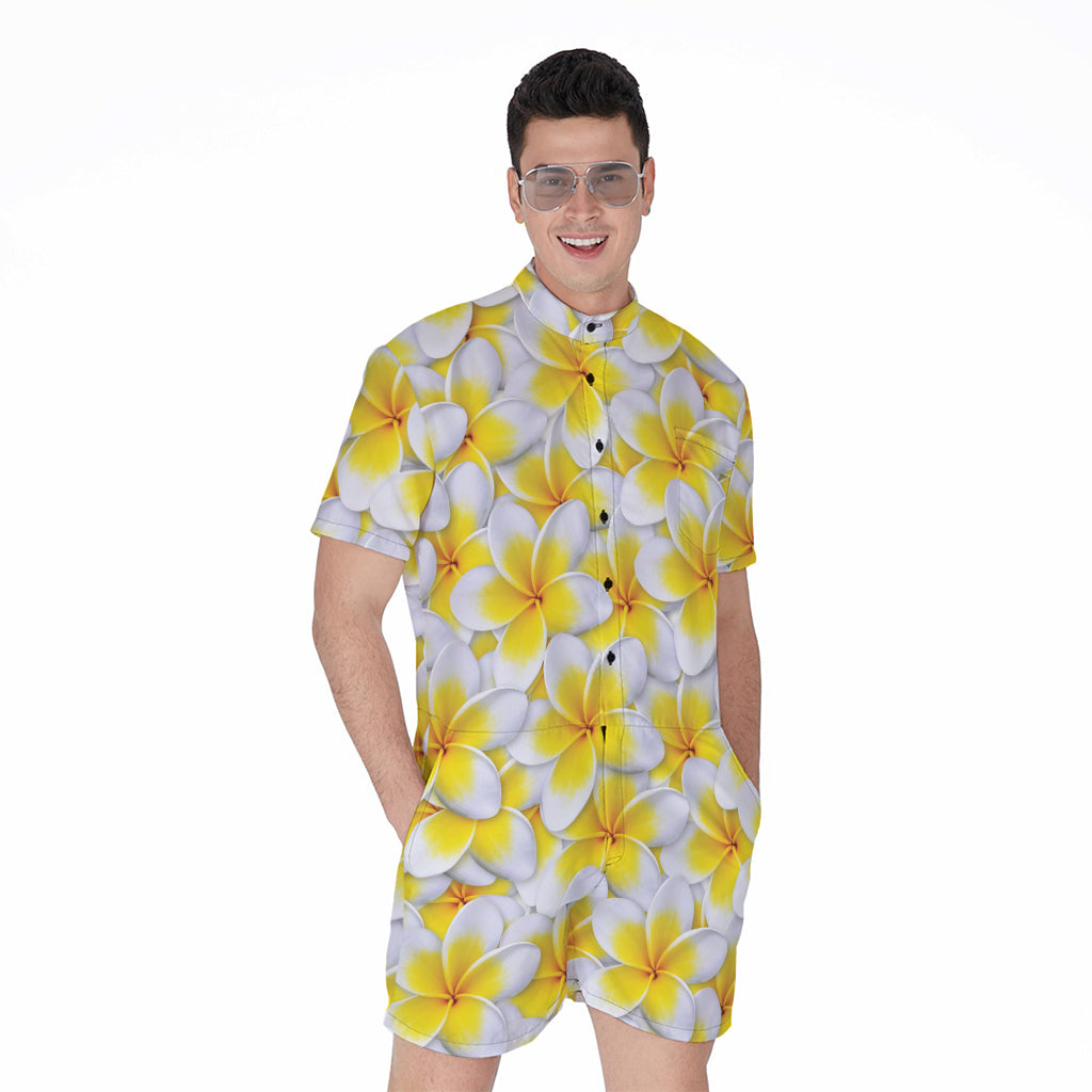 Frangipani Flower Print Men's Rompers