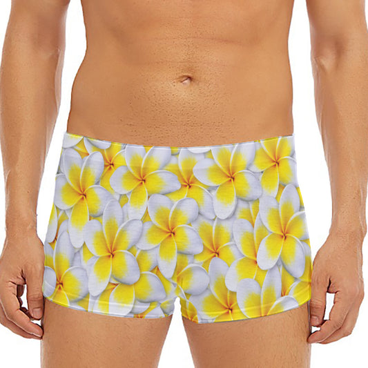 Frangipani Flower Print Men's Short Boxer Briefs