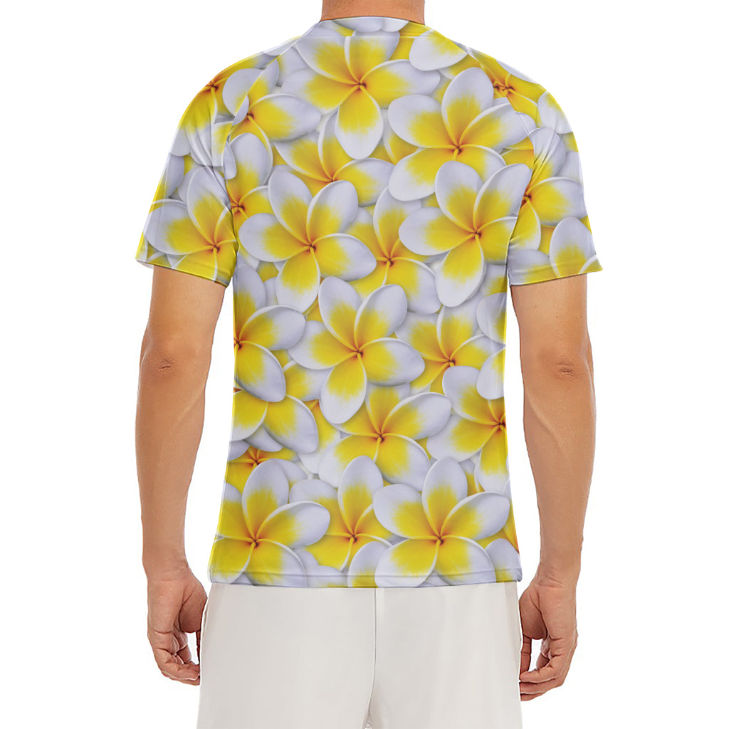 Frangipani Flower Print Men's Short Sleeve Rash Guard