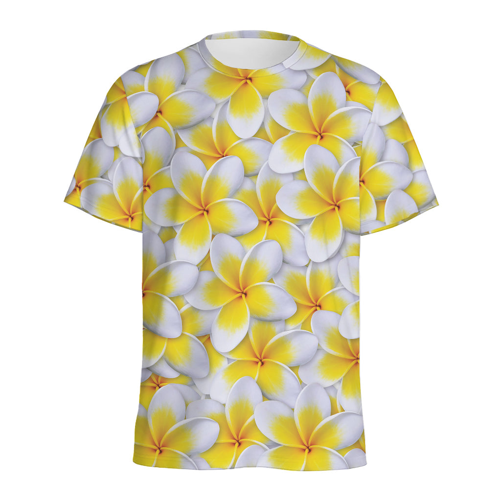 Frangipani Flower Print Men's Sports T-Shirt