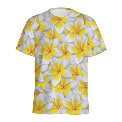 Frangipani Flower Print Men's Sports T-Shirt