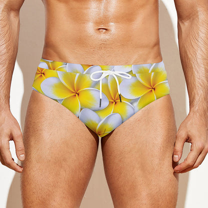 Frangipani Flower Print Men's Swim Briefs