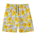 Frangipani Flower Print Men's Swim Trunks