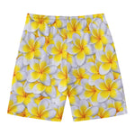 Frangipani Flower Print Men's Swim Trunks