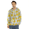 Frangipani Flower Print Men's Velvet Pullover Hoodie