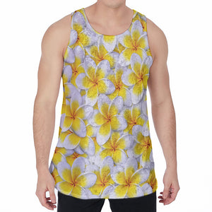 Frangipani Flower Print Men's Velvet Tank Top