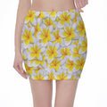 Frangipani Flower Print Pencil Mini Skirt