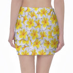 Frangipani Flower Print Pencil Mini Skirt