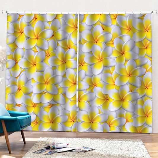 Frangipani Flower Print Pencil Pleat Curtains